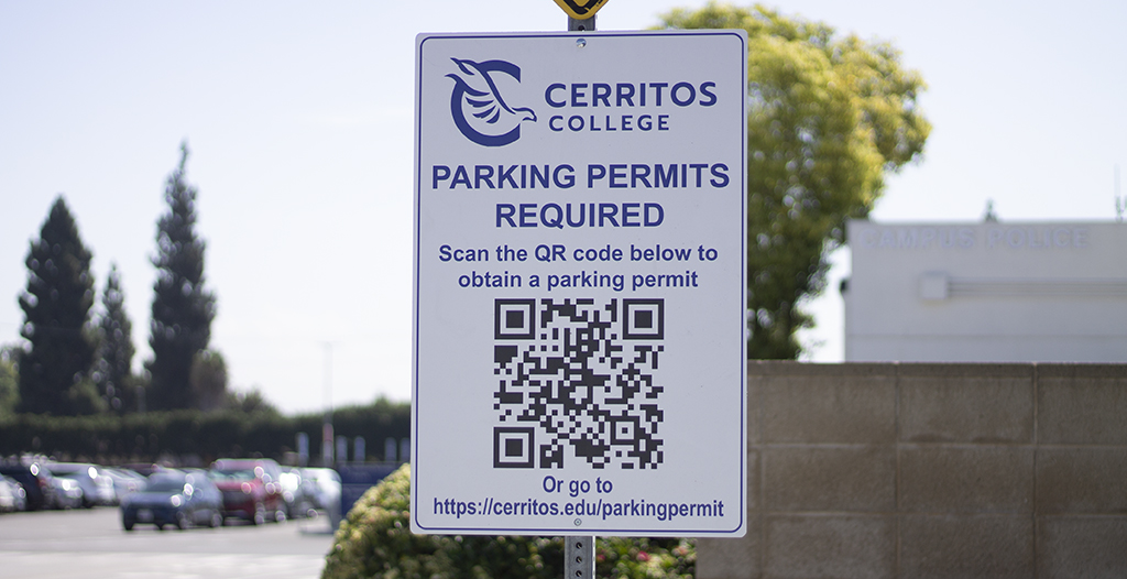 Cerritos College Parking Permit Sign