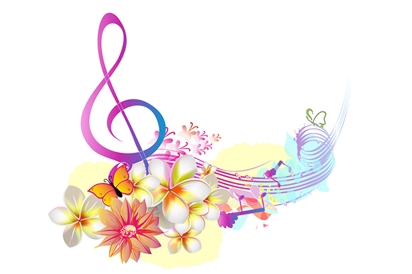 music notes and flowers