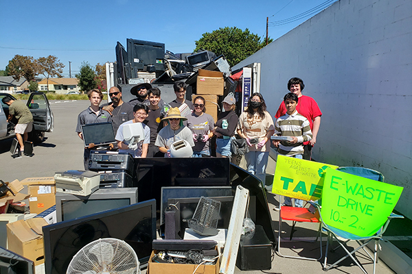 Students at the E-waste collection