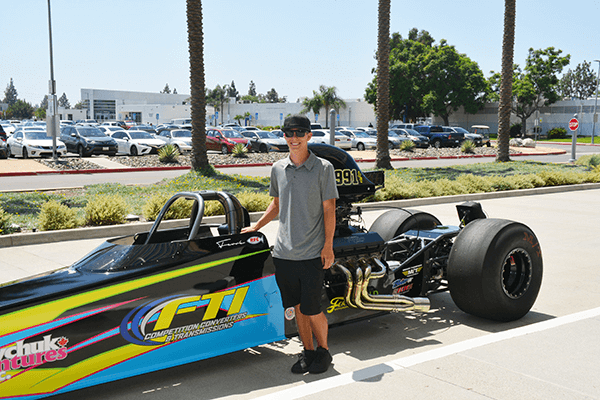 Cameron Ferre and his dragster