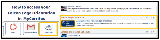 How to access your Falcon Edge Orientation in MyCerritos 