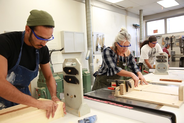 Woodworking students