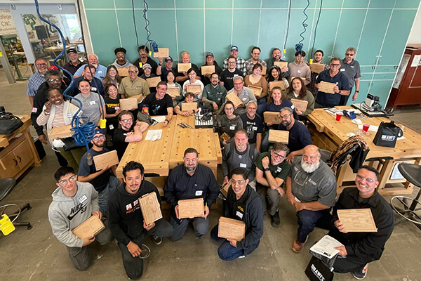 Woodworking workshop participants