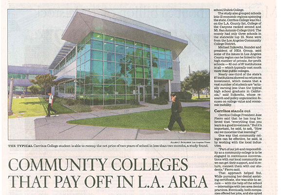 Community colleges that pay off in LA area
