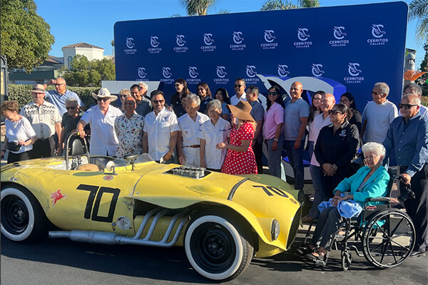 Cerritos College officials and guests celebrating 70 car show