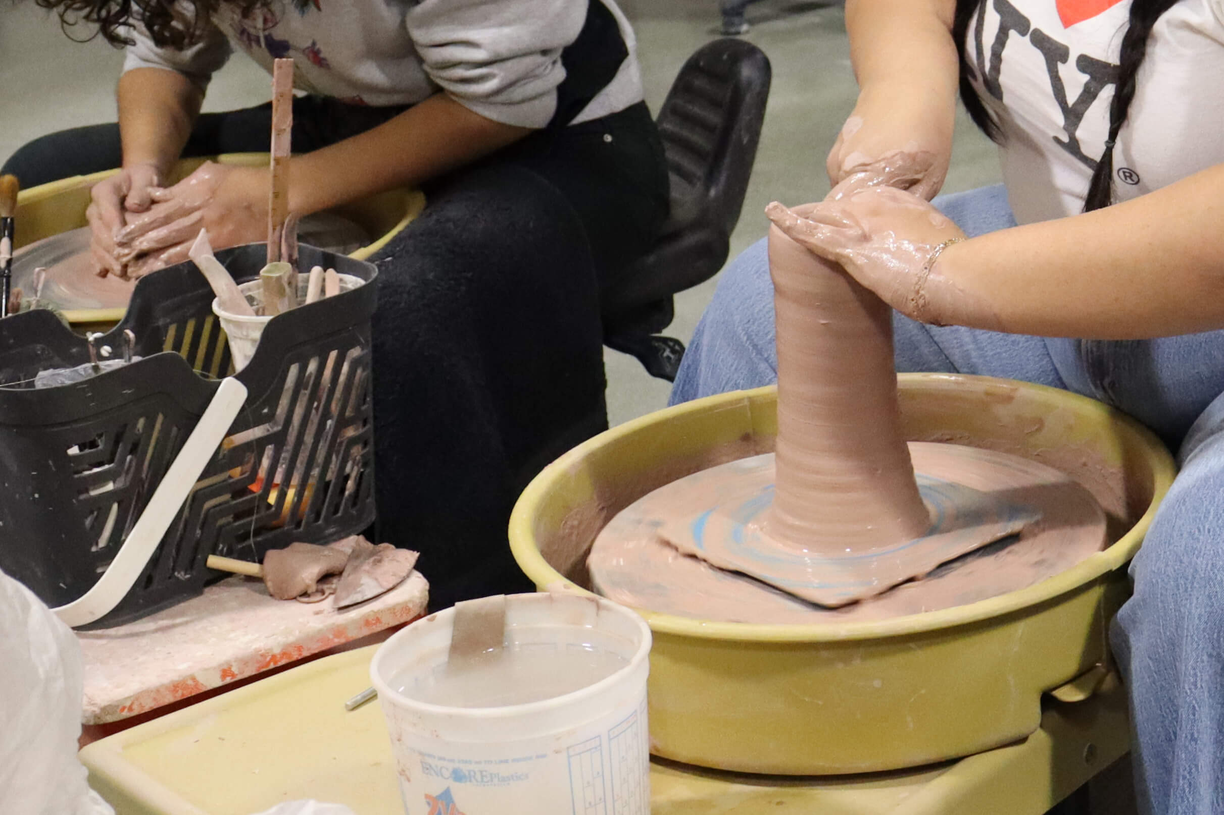 Students in a ceramics class