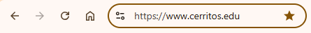 Browser address bar showing https://www.cerritos.edu