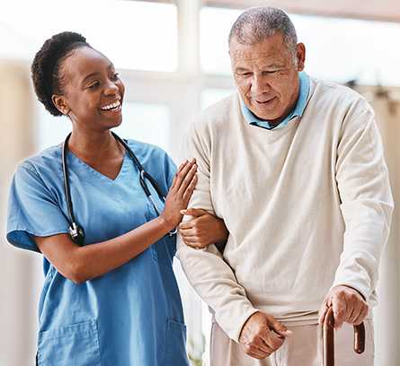 Health worker assisting a patient