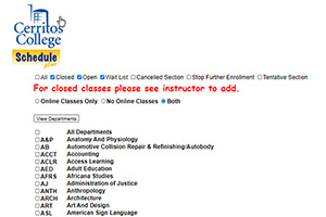 Cerritos College Schedule Plus