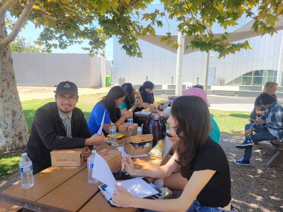 Interns having a great time. Lunch break