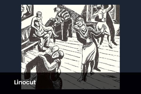 People dancing at a party in black and white