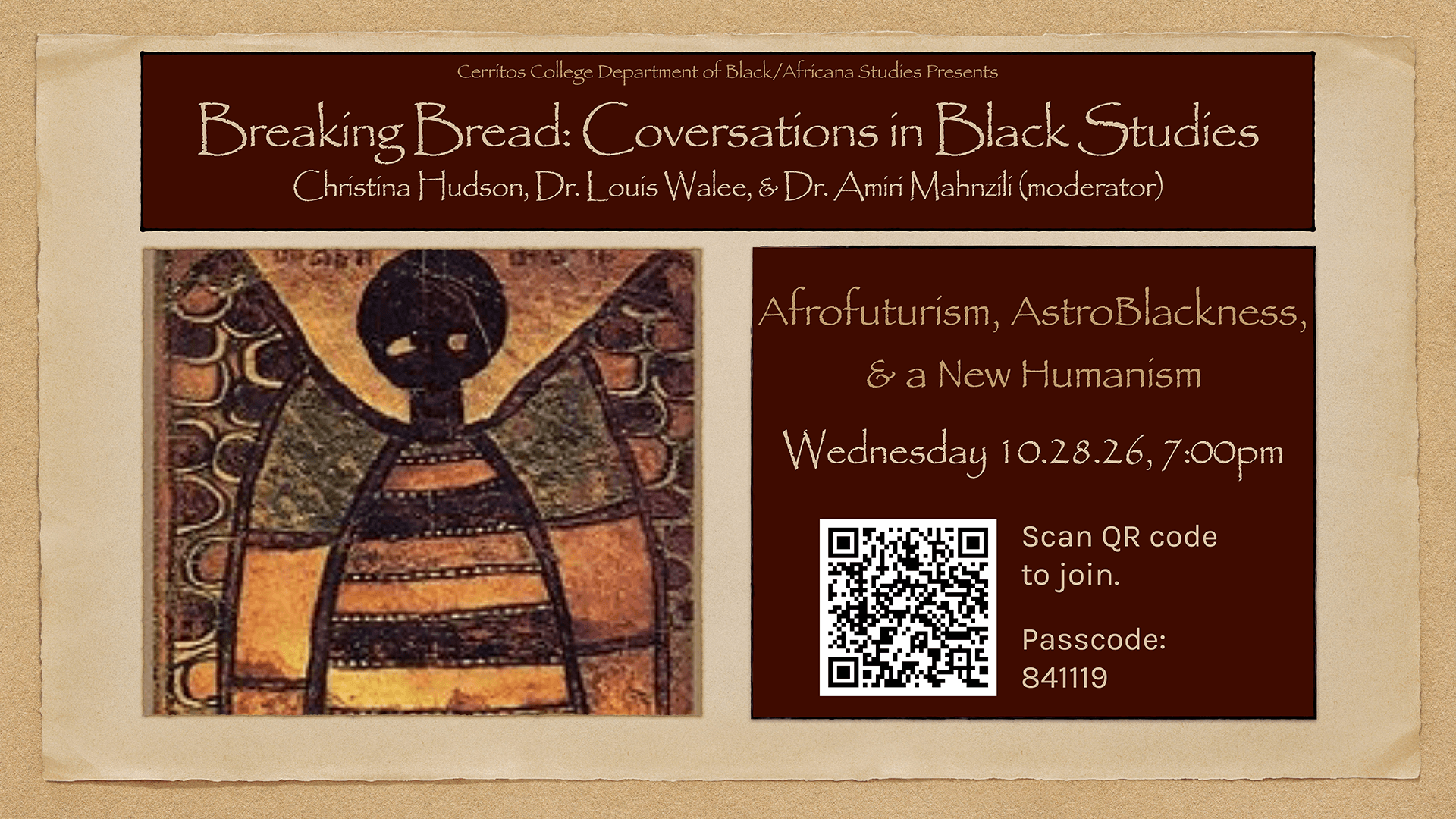 Flyer for Cerritos College's "Breaking Bread" event on "Historicizing & Problematizing The Use of the N-Word" on 10/7/26.
