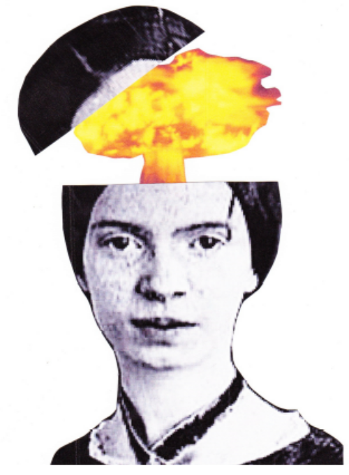 Emily Dickinson with the top of her head blown off