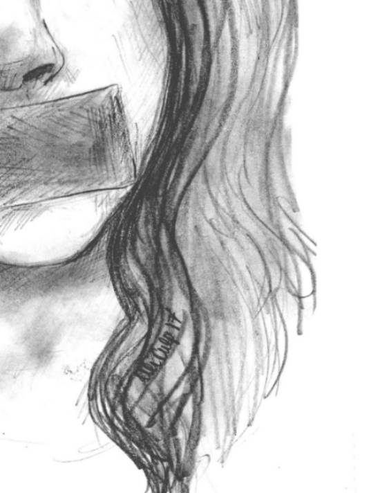 Girl with mouth covered with tape
