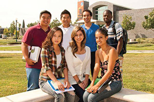 Students sitting outside