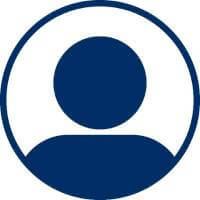 Blue and white user profile icon