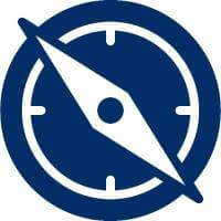 Blue and white compass icon