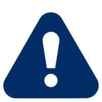 Blue and white triangle warning icon