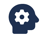 Silhouette of a head with a working gear inside of it