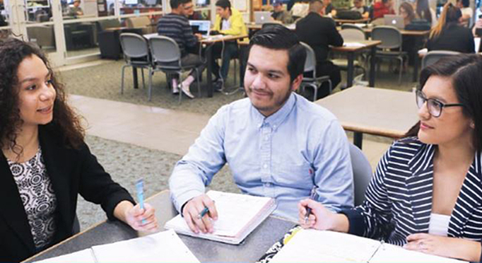 Students studying in the Library