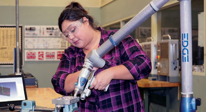 Student working on a skilled trade