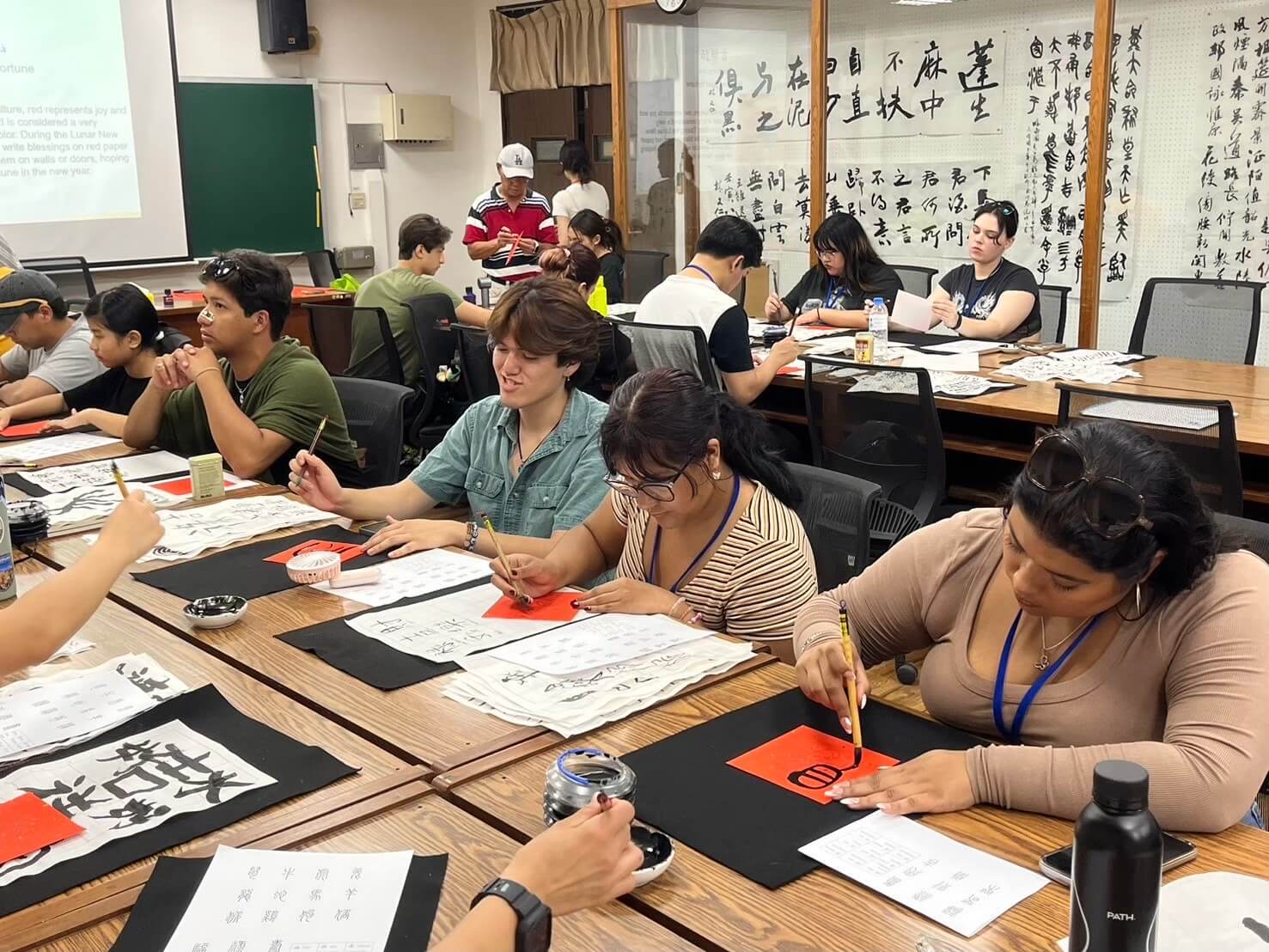 Student practicing caligraphy