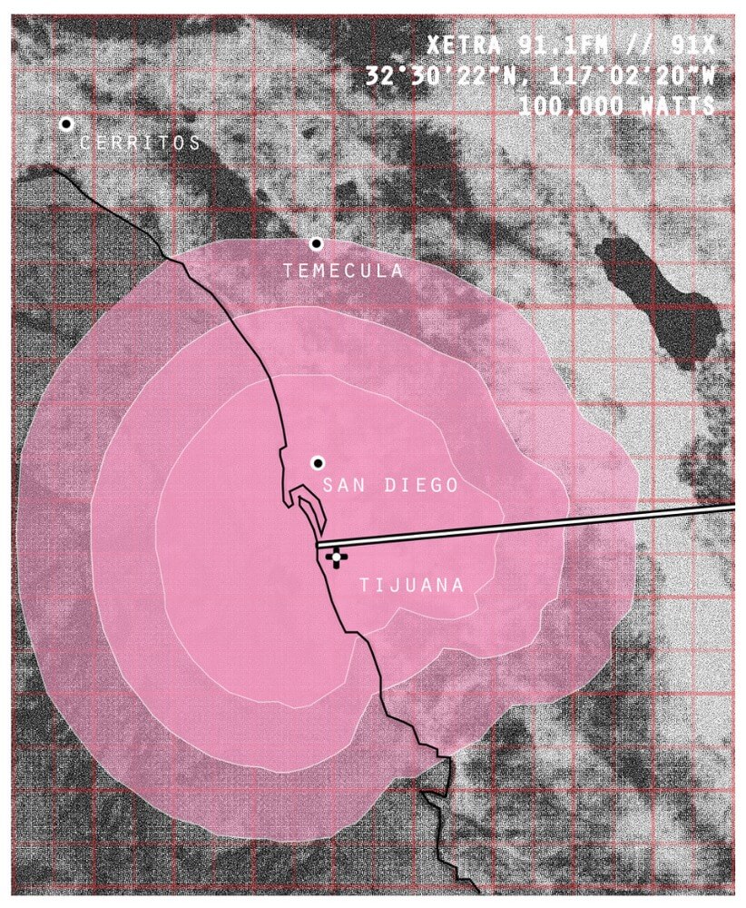 Pink radius over map of Temecula, San Diego, and Tijuana.