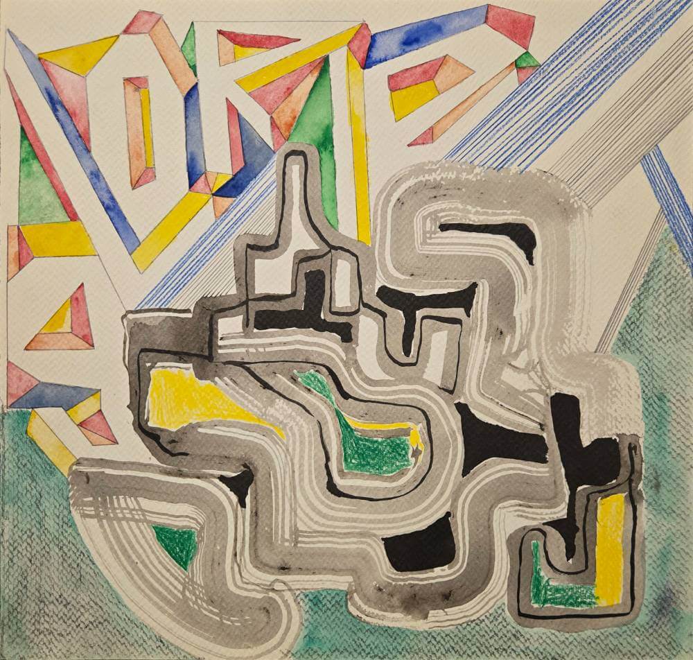 Colorful geometric shapes with text saying glorie.