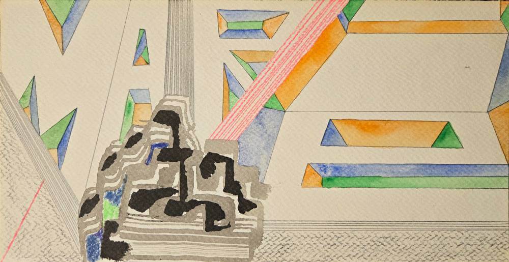 Colorful geometric shapes with text saying marie.