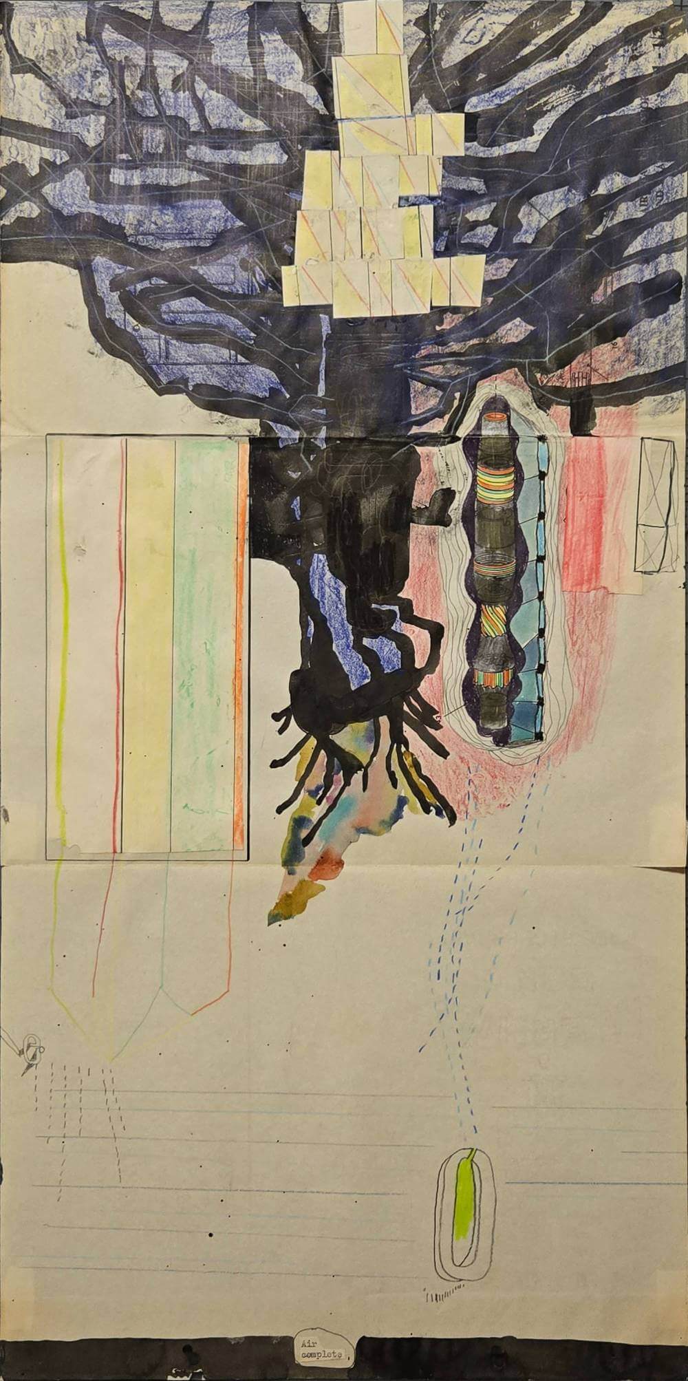 Colorful and abstract geometric shapes with text saying air complete.