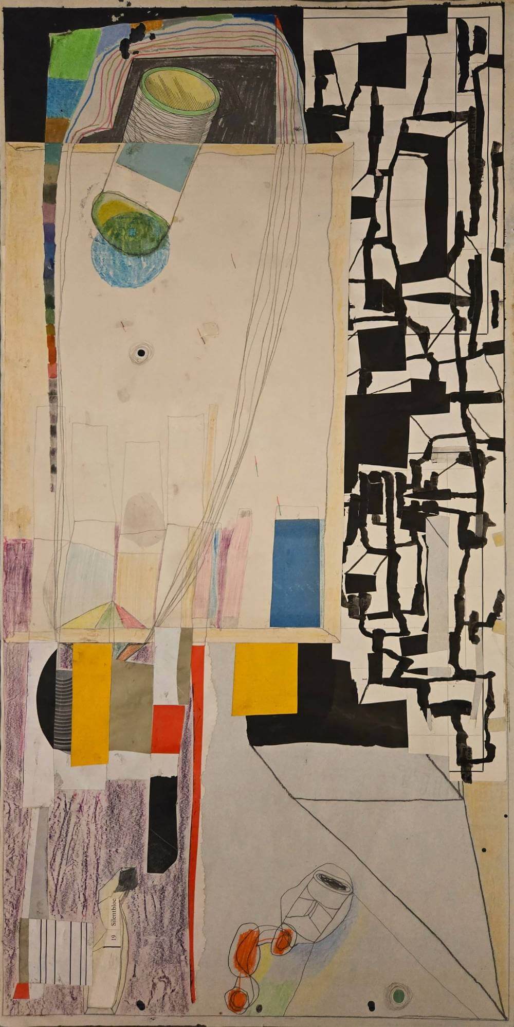 Colorful and abstract geometric shapes with text saying 19 silentbloc.