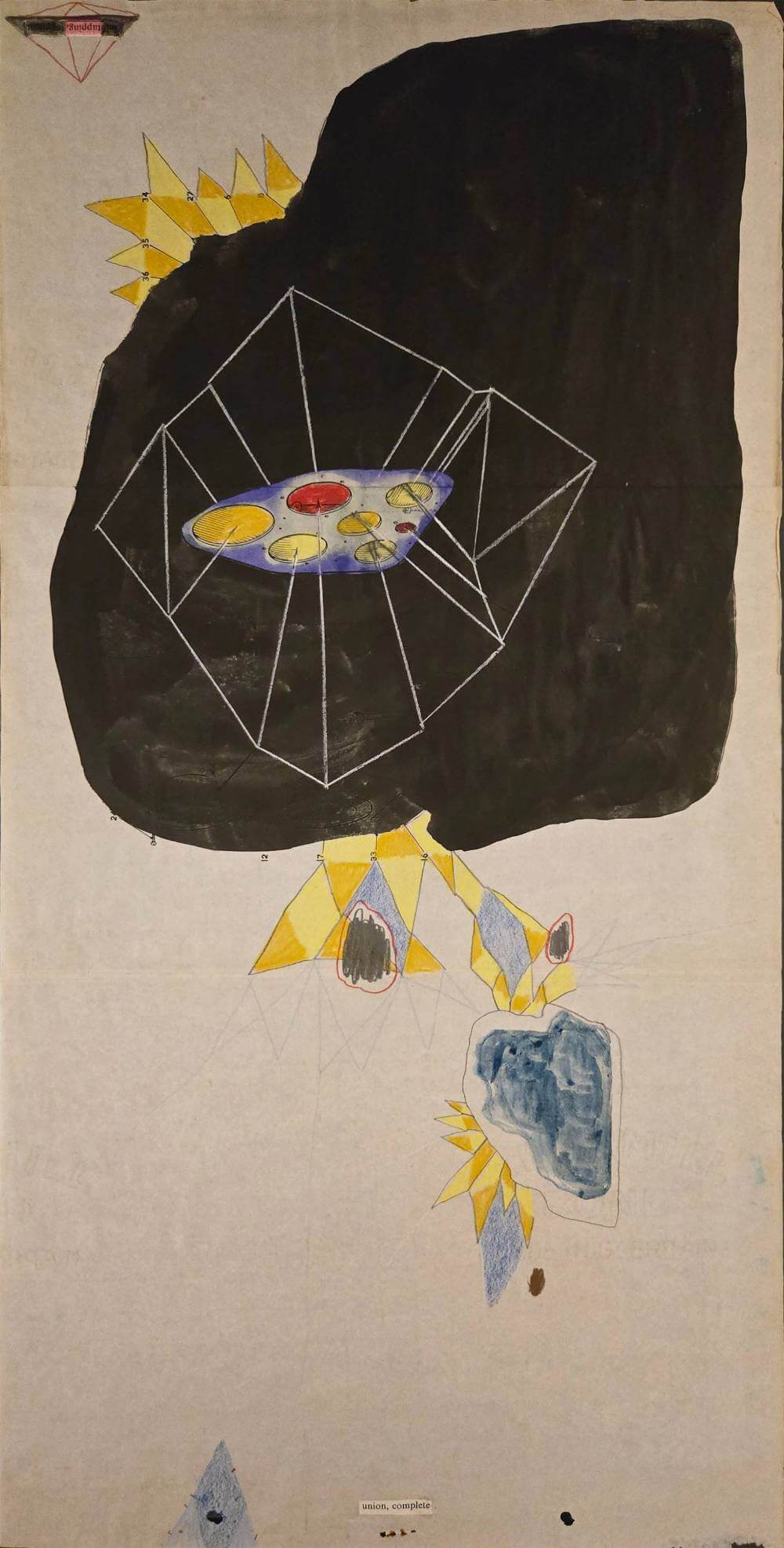 Colorful and abstract geometric shapes with text saying union complete.