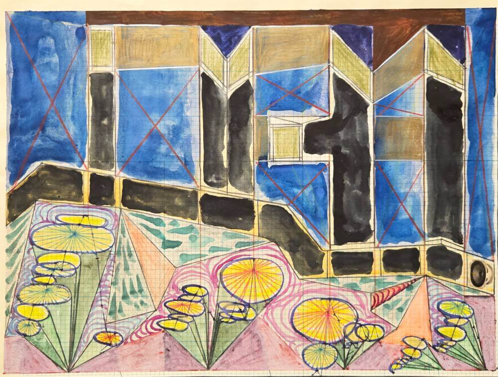 Colorful and abstract geometric shapes.