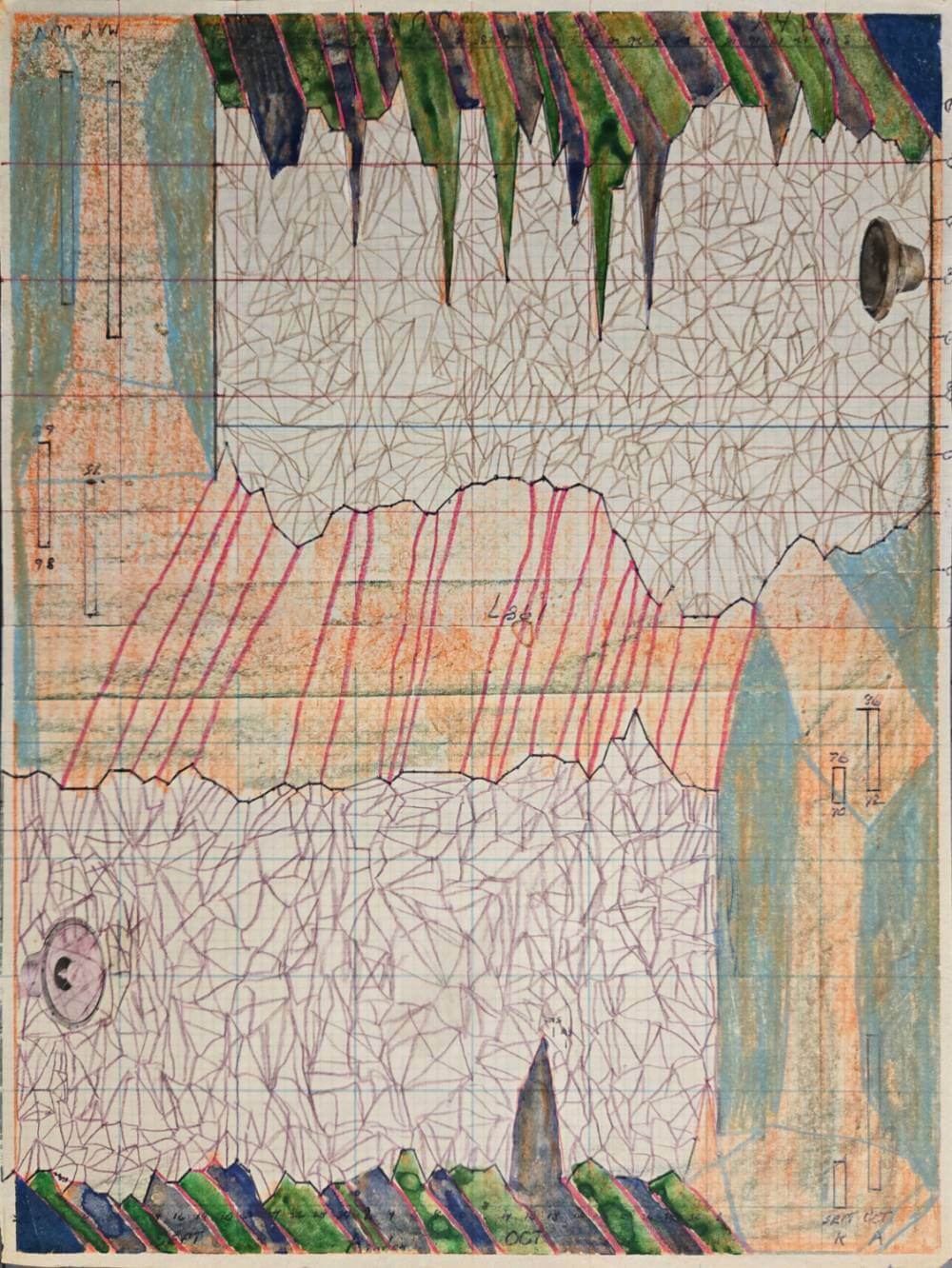 Colorful geometric shapes and linear patterns with collage of 2 speakers.