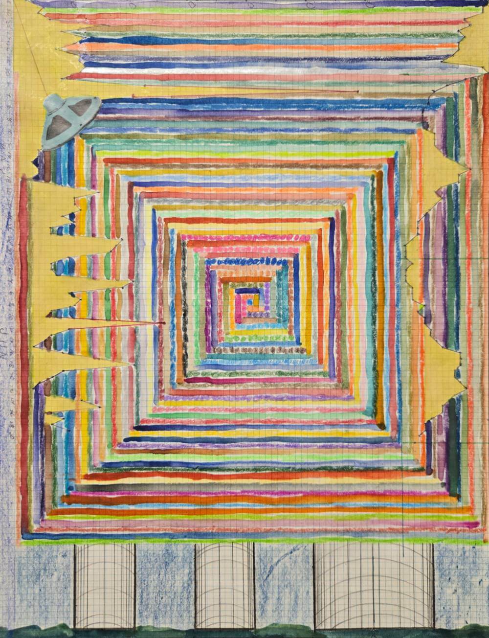 Colorful spiraling geometric shapes.