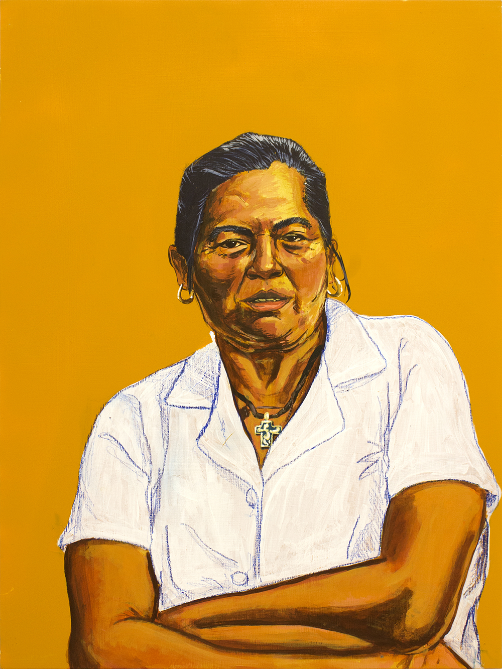 A woman with her arms crossed