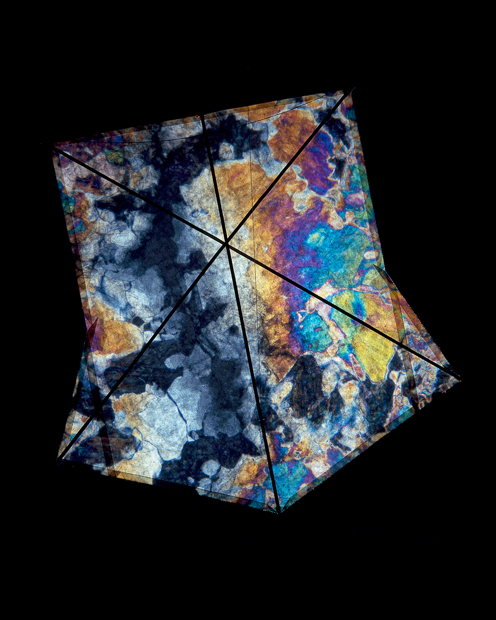 A Japanese paper kite Illuminated by light.