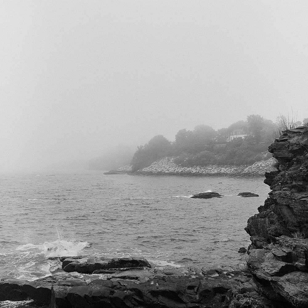 A foggy beach scene.