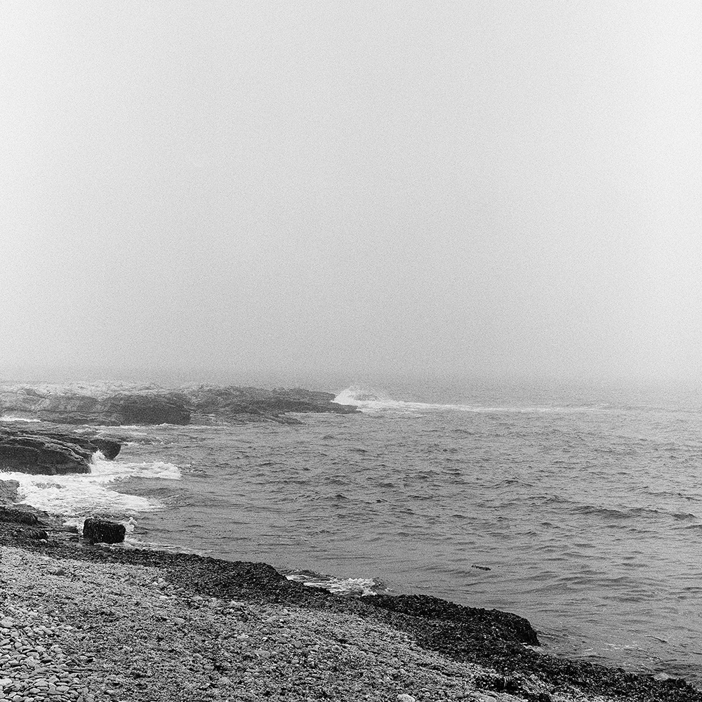 A foggy beach scene.