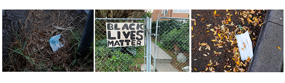 Masks on Ground and Black Lives Matter Sign