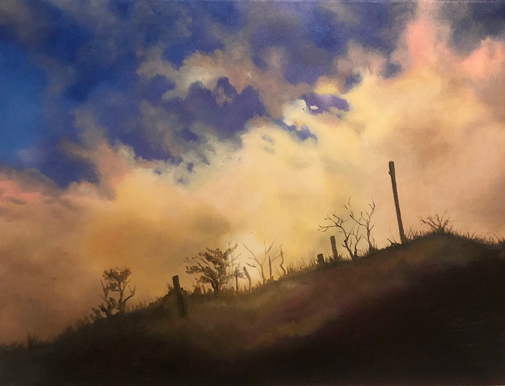 Painting of a Barren Landscape with Clouds