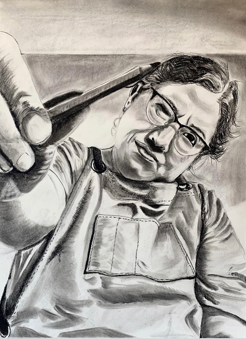 Drawing of a Person Holding a Pencil