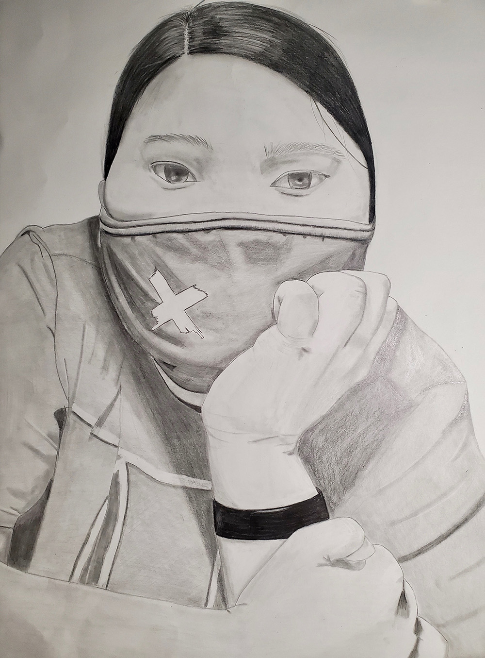 Drawing of a Person Wearing a Mask