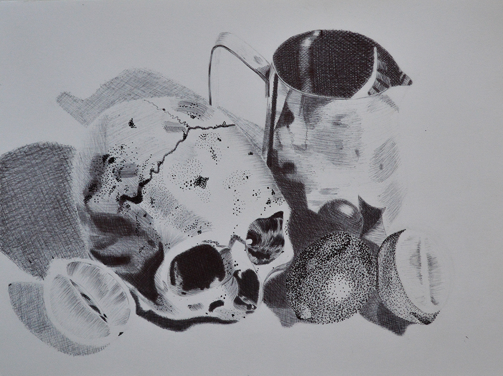Drawing of a Skull and Cup