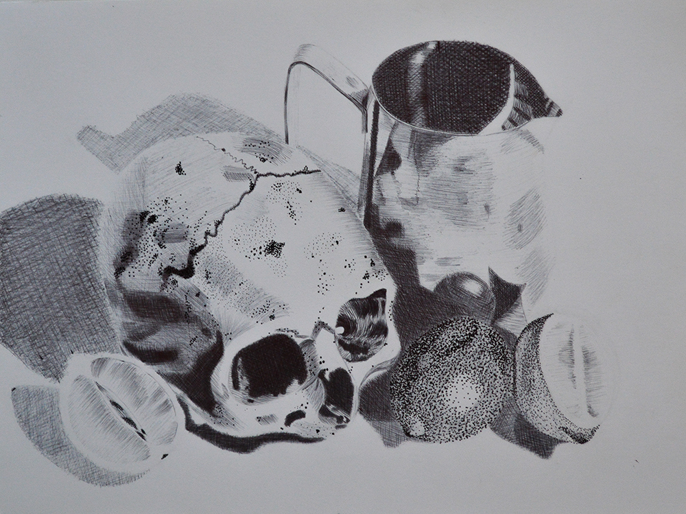 Drawing of a Skull and Cup Drawing of a Skull and Cup