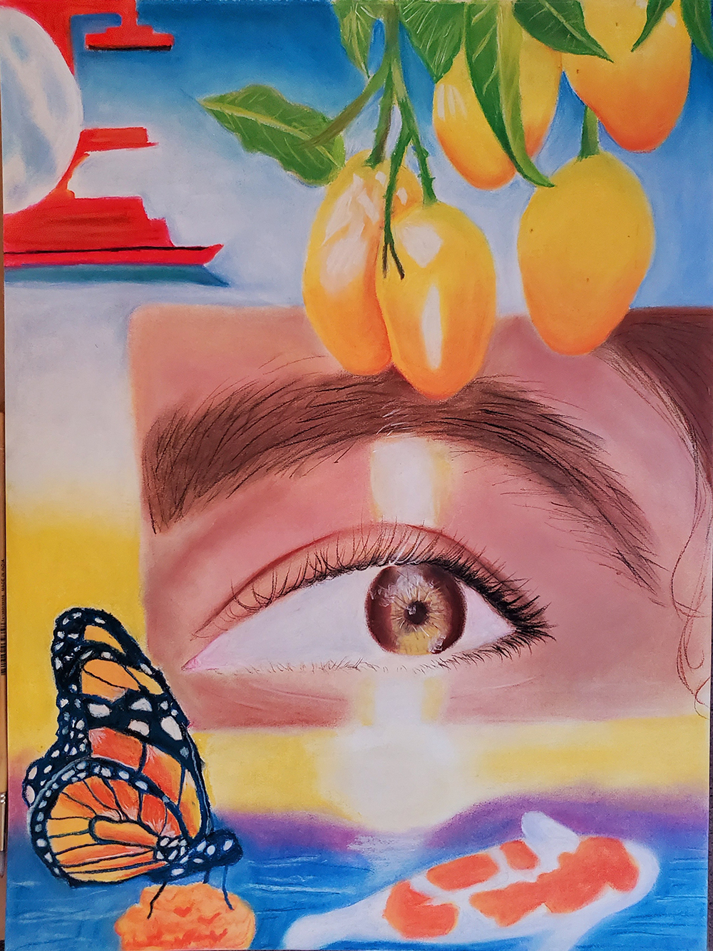 Painting of an Eye and Hanging Fruit Painting of an Eye and Hanging Fruit