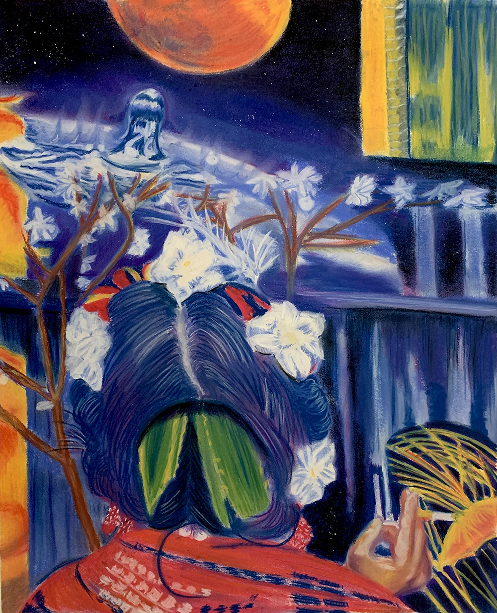 Painting of a Person Looking into Space Painting of a Person Looking into Space