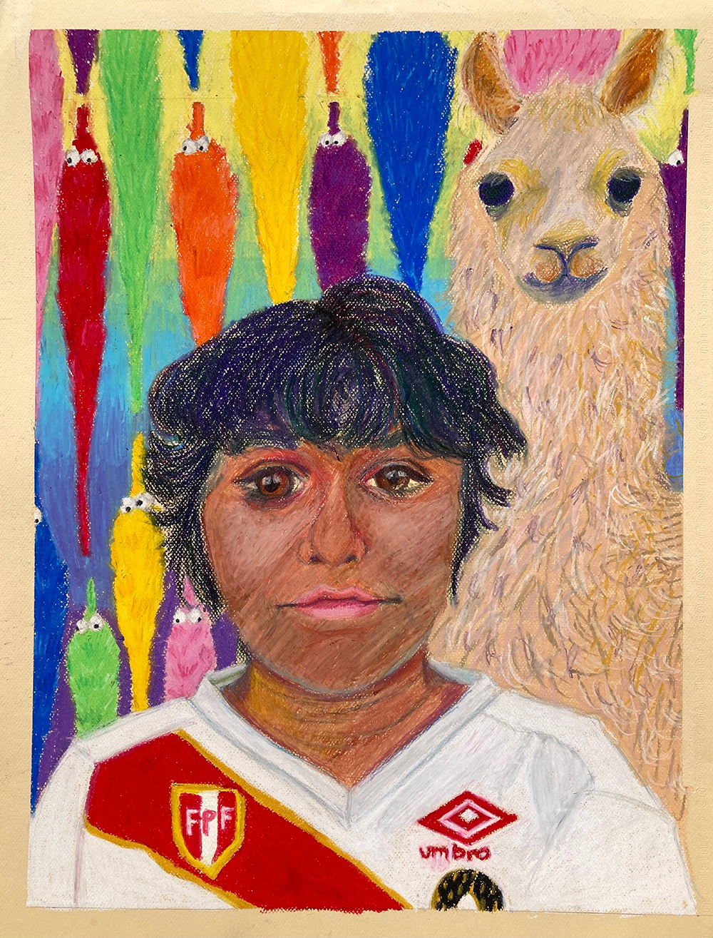Drawing of a Woman with a Llama