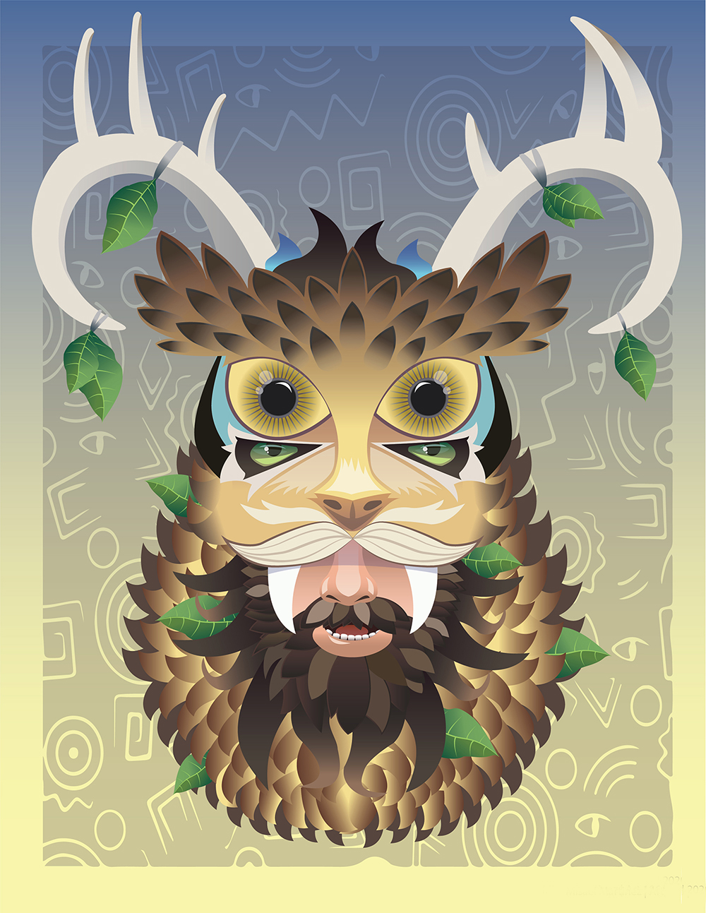 Digital Illustration of a Deer Mask