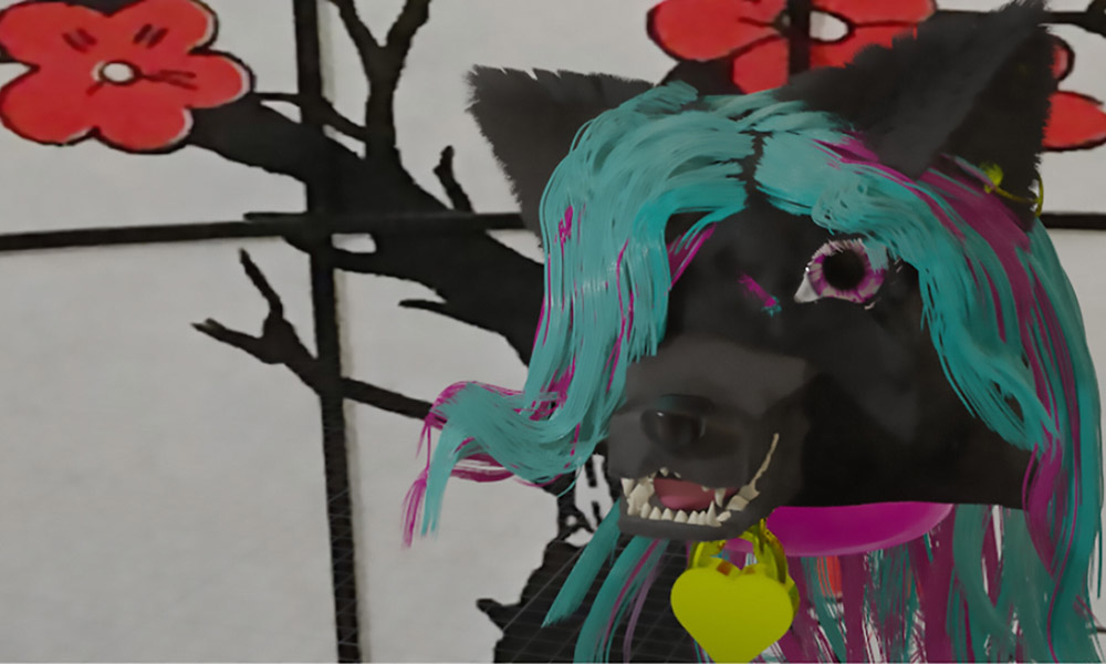 Digital Illustration of a Wolf in a Wig